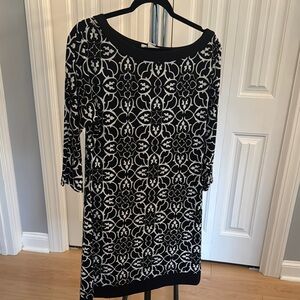 Elegant Black and White Patterned Dress